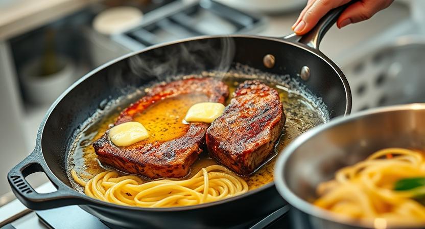 garlic butter steak lightning noodles recipe